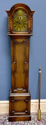Lot 1491 - An early 20th century oak cased longcase clock...