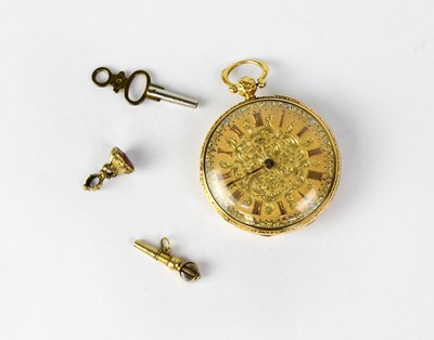 Lot 905 - An 18ct yellow gold open face pocket watch,...