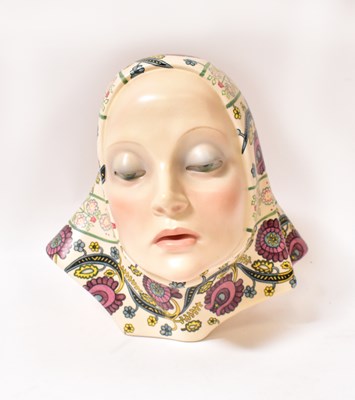 Lot 508 - LENCI; a hand painted bust of a young woman in...