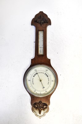 Lot 156 - An early 20th century oak cased aneroid...