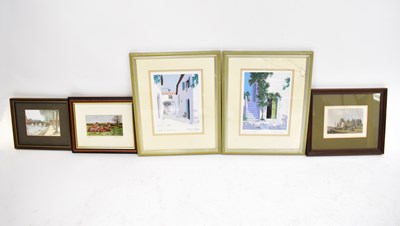 Lot 629 - A group of five prints and watercolours to...