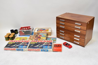 Lot 446 - MECCANO; two empty three-drawer cabinets, one...