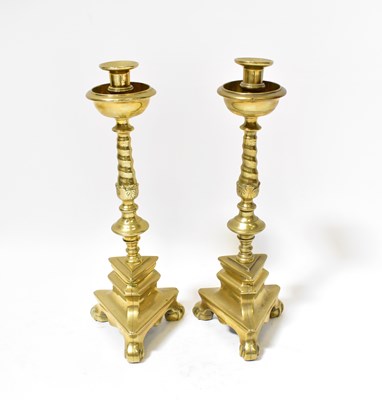 Lot 461 - A pair of 19th century brass ecclesiastical...