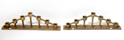 Lot 466 - A pair of cast metal seven-branch candlesticks,...