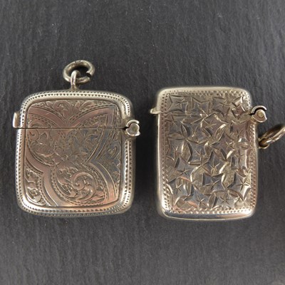 Lot 887 - Two small hallmarked silver vesta cases, each...