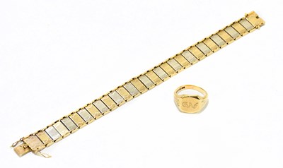 Lot 1208 - A 9ct yellow and white gold bar link bracelet
