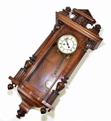 Lot 1502 - An early 20th century rosewood and beech Vienna style wall clock