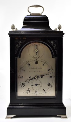Lot 1473 - STEADMAN & VARDON, NEW BOND STREET; a George III ebonised bracket clock