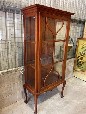 Lot 254 - Tall triple sided glazed display cabinet with...