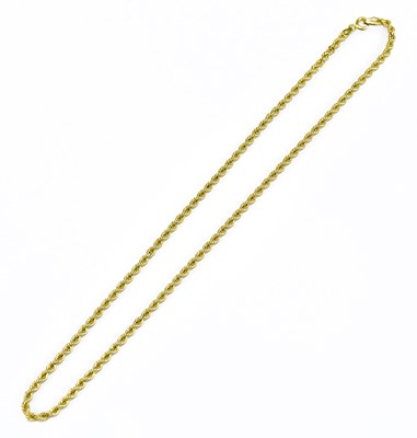 Lot 891 - A yellow metal chain stamped 375, length 45cm,...