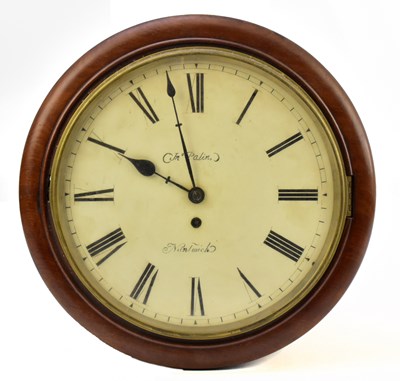Lot 1503 - JOHN PALIN; a 19th century mahogany cased drop dial wall clock