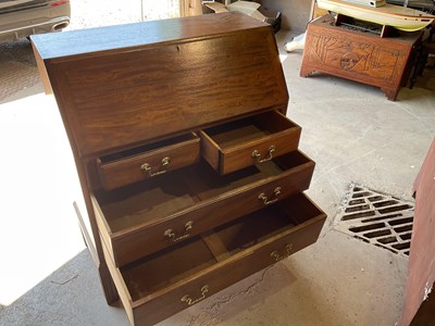 Lot 539 - Oak bureau with brass handled drawers, two...