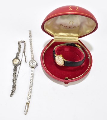 Lot 1316 - OMEGA; lady’s gold plated and steel back wristwatch