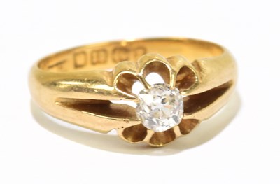 Lot 1261 - An 18ct yellow gold diamond set solitaire dress ring