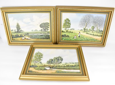 Lot 627 - W. SMEDLEY; three oils on canvas, children in...