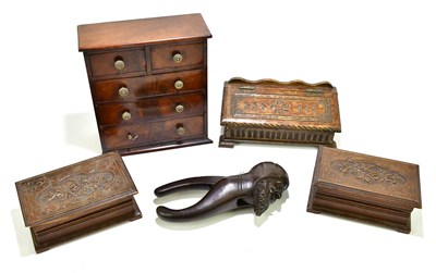 Lot 1026 - A 19th century mahogany miniature chest with...