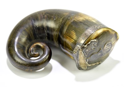 Lot 2042 - A 19th century Scottish horn snuff mull with...