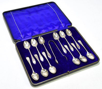 Lot 1202 - A George V cased set of twelve hallmarked...