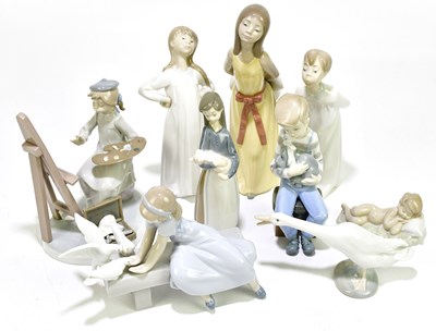 Lot 1242 - LLADRO; a collection of eight ceramic figures...