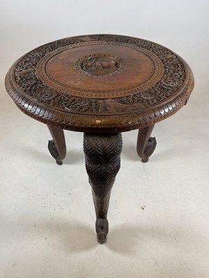 Lot 540 - An Anglo-Indian carved elephant side table,...
