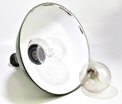Lot 1497 - A large modern green painted industrial light...