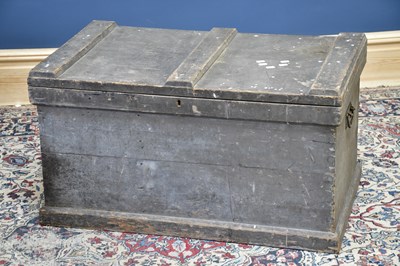 Lot 1020 - A black painted pine tool chest, height 47cm,...