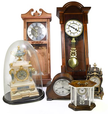 Lot 1484 - A late 19th century French alabaster gilt metal mounted eight day mantel clock