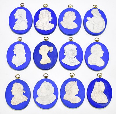 Lot 1285 - MANNER OF WEDGWOOD JASPERWARE; a group of...