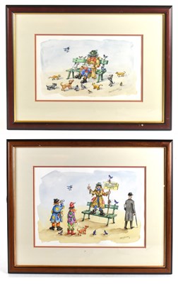 Lot 1430 - ALBIN TROWSKI (1919-2012); two watercolours, 'Join Tramp Nationalist Party'