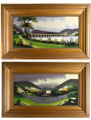 Lot 1455 - An interesting and rare pair of American 19th century reverse paintings on glass