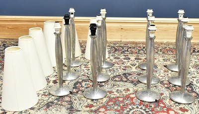Lot 1493 - LUCIEN GAU; a group of twelve table lamps,...