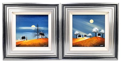 Lot 1401 - GARY WALTON; a pair of oils ob board, landscapes