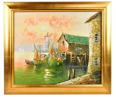 Lot 755 - SANDY; oil on canvas, 'The Old Port', signed...