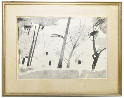 Lot 703 - MARJORIE HAWKE; pencil sketch, 'Sussex Farm',...