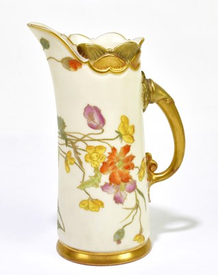 Lot 1333 - ROYAL WORCESTER; a jug, decorated with flowers,...