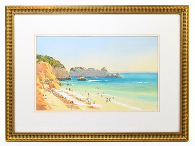 Lot 1358 - RICHARD THORN; watercolour, coastal landscape