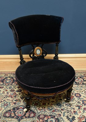 Lot 1646 - A late Victorian ebonised chair with inset...