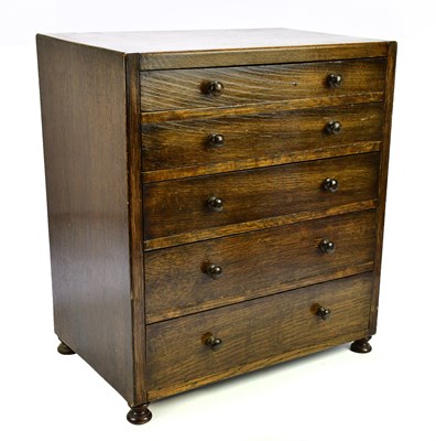 Lot 1667 - An oak five drawer tool chest, 50cm x 44cm x...