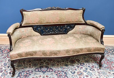 Lot 1616 - An Edwardian mahogany framed sofa, height 80cm.