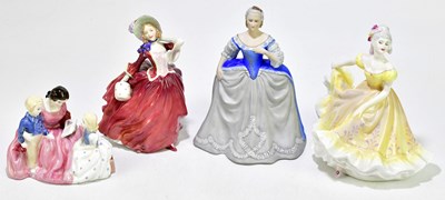 Lot 1393 - ROYAL DOULTON; three Royal Doulton figures...