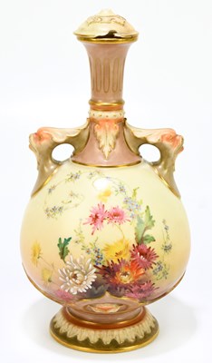 Lot 717 - ROYAL WORCESTER; a blush ivory floral...