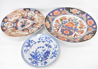 Lot 393 - Two large 19th century Japanese wall chargers,...
