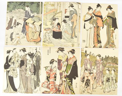 Lot 380 - AFTER TORII KIYONAGA; six Japanese woodblock...