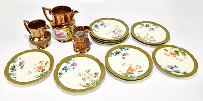 Lot 1364 - LIMOGES; eleven hand painted plates with...