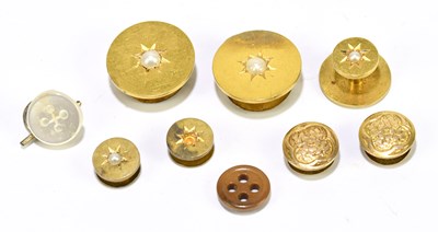 Lot 1535 - A group of five 18ct yellow gold pearl set...