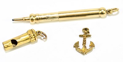Lot 1537 - SAMPSON MORDAN & CO; a yellow metal propelling...