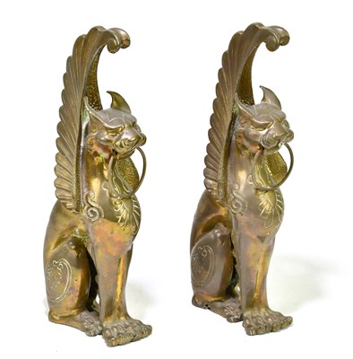 Lot 1163 - A pair of bronzed metal terminals representing...
