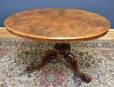 Lot 1615 - A Victorian walnut tilt-top loo table, length...