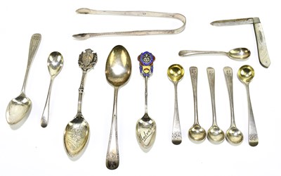 Lot 2069 - A group of small silver, majority teaspoons...
