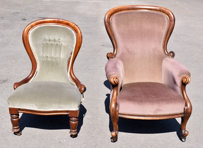 Lot 1614 - A Victorian nursing chair upholstered in a...
